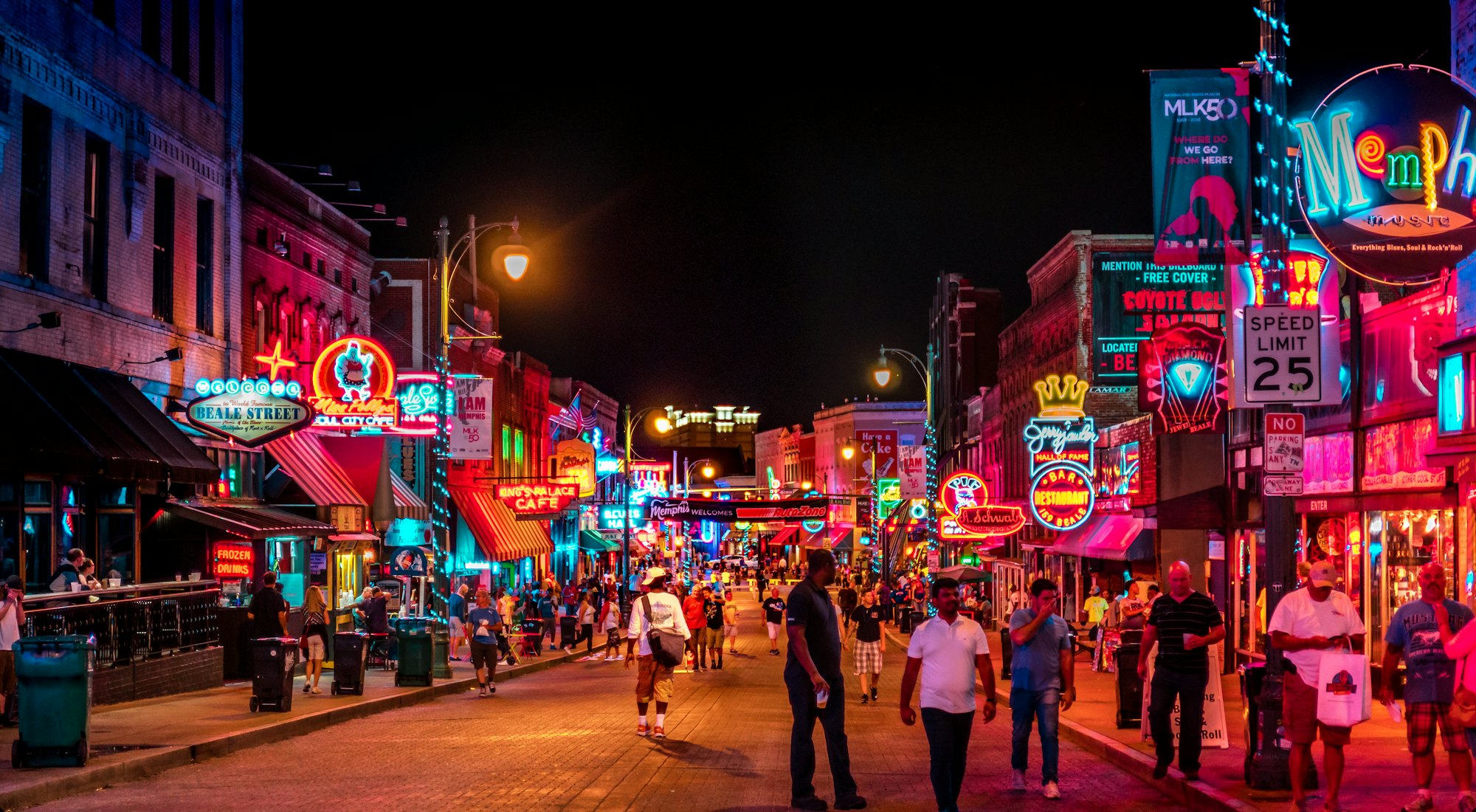 Beale Street lit up at night