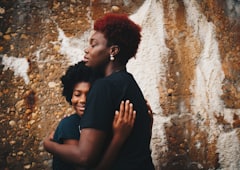 Two people embracing